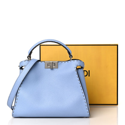 Fendi Cuoio Roma Selleria Chamois Bi-Color Medium Peekaboo Iconic Essentially Satchel Sky Blue Latte 8 of 8