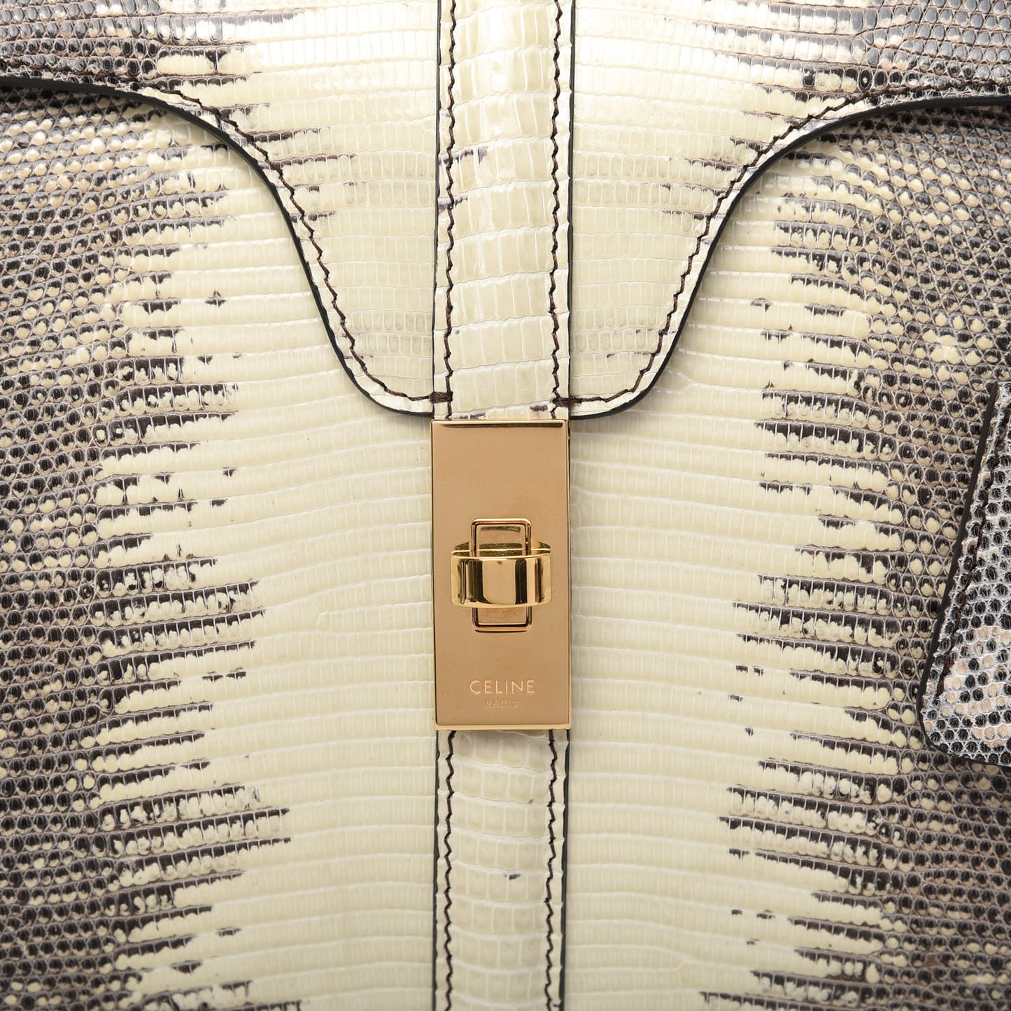 Lizard Small 16 Top Handle Bag Natural