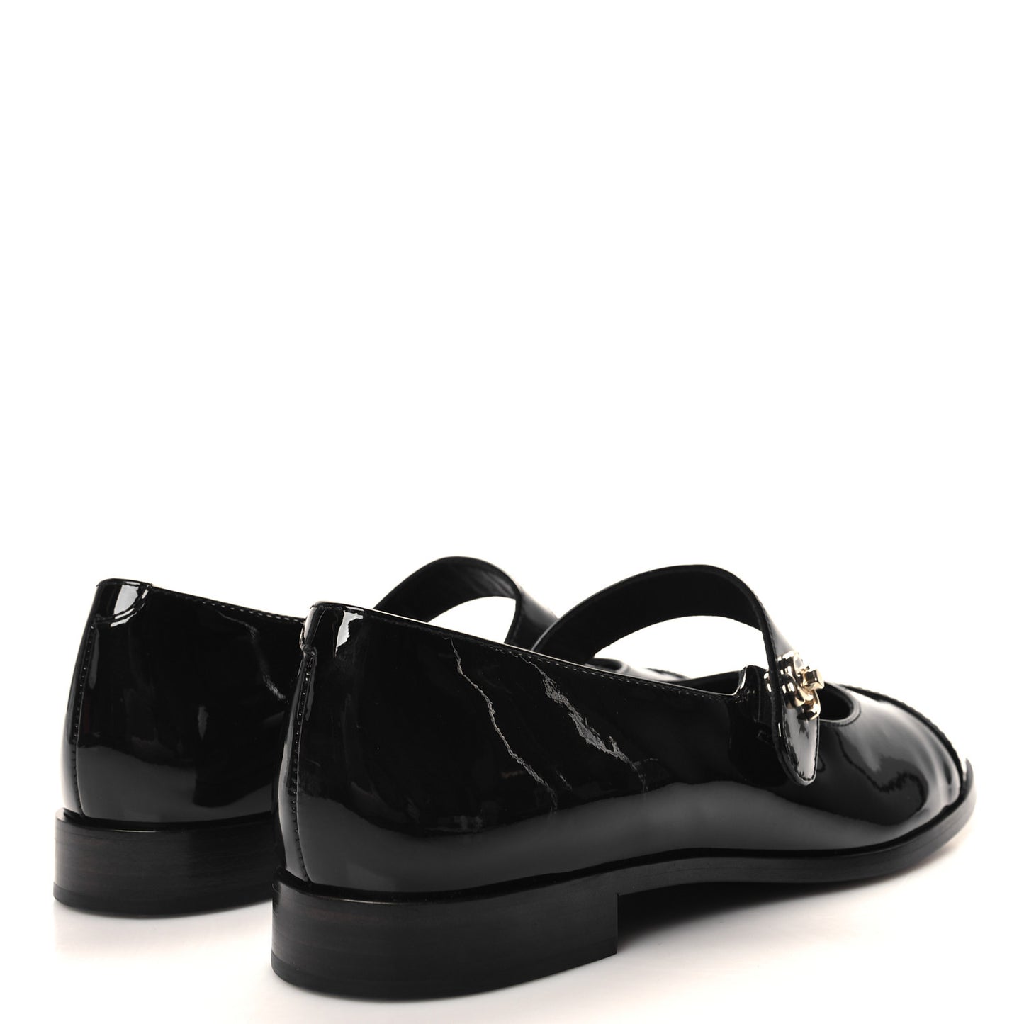 Patent Calfskin Mary Janes Flats 40.5 Black
