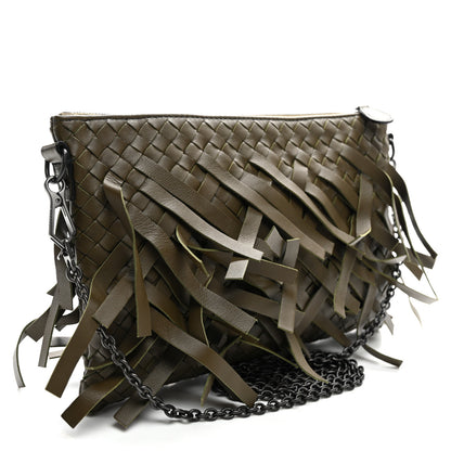 Bottega Veneta Nappa Intrecciato Palio Fringe Chain Pouch Moss 3 of 9