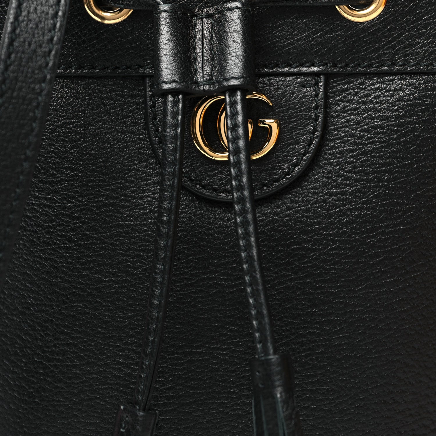 Gucci Glazed Textured Calfskin Web Small Ophidia Bucket Bag Black 9 of 11