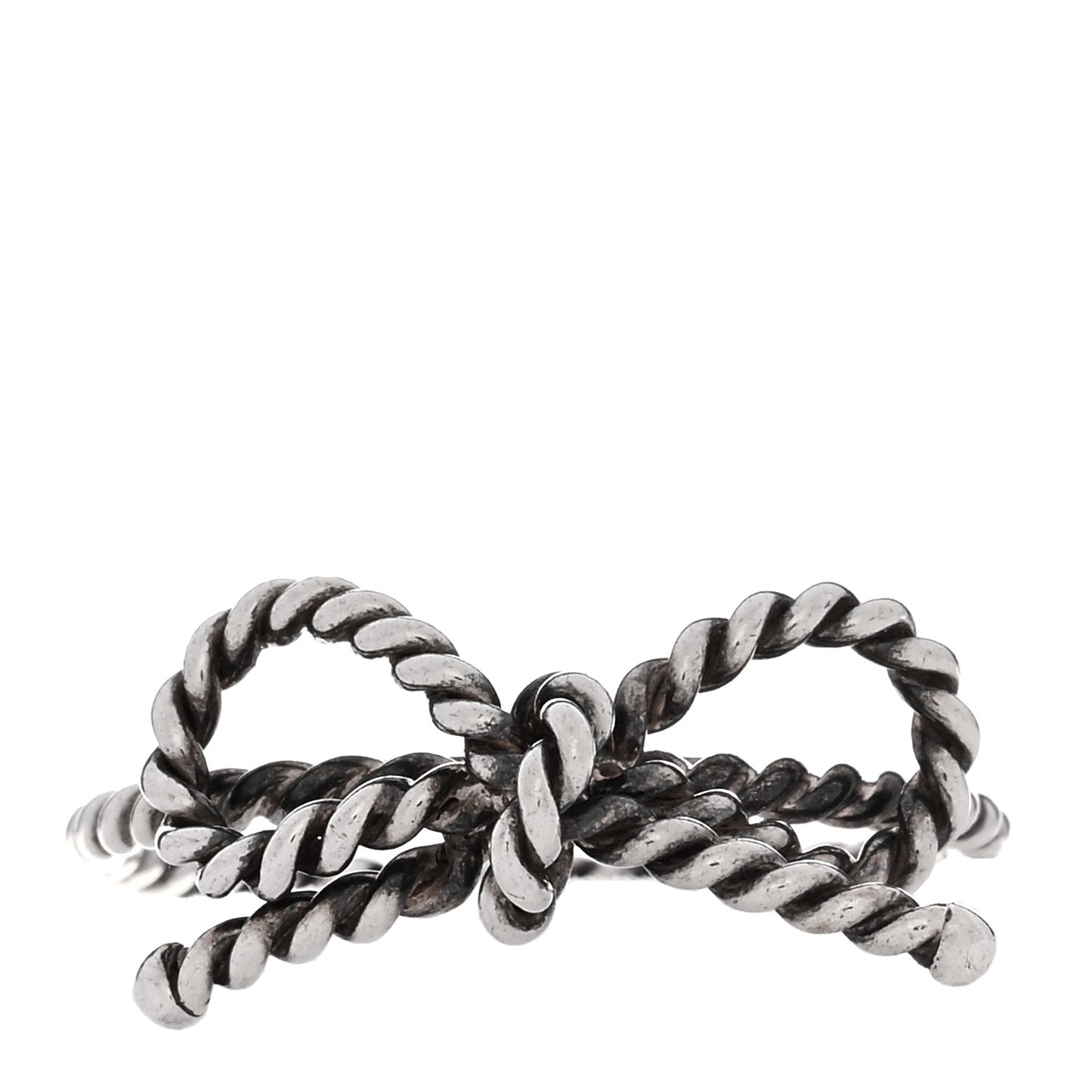 Sterling Silver Textured Twist Bow Ring 52 6