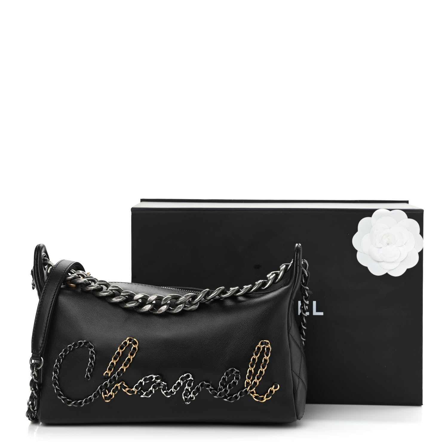 Chanel Calfskin Chain 20s Signature Hobo Black 11 of 11
