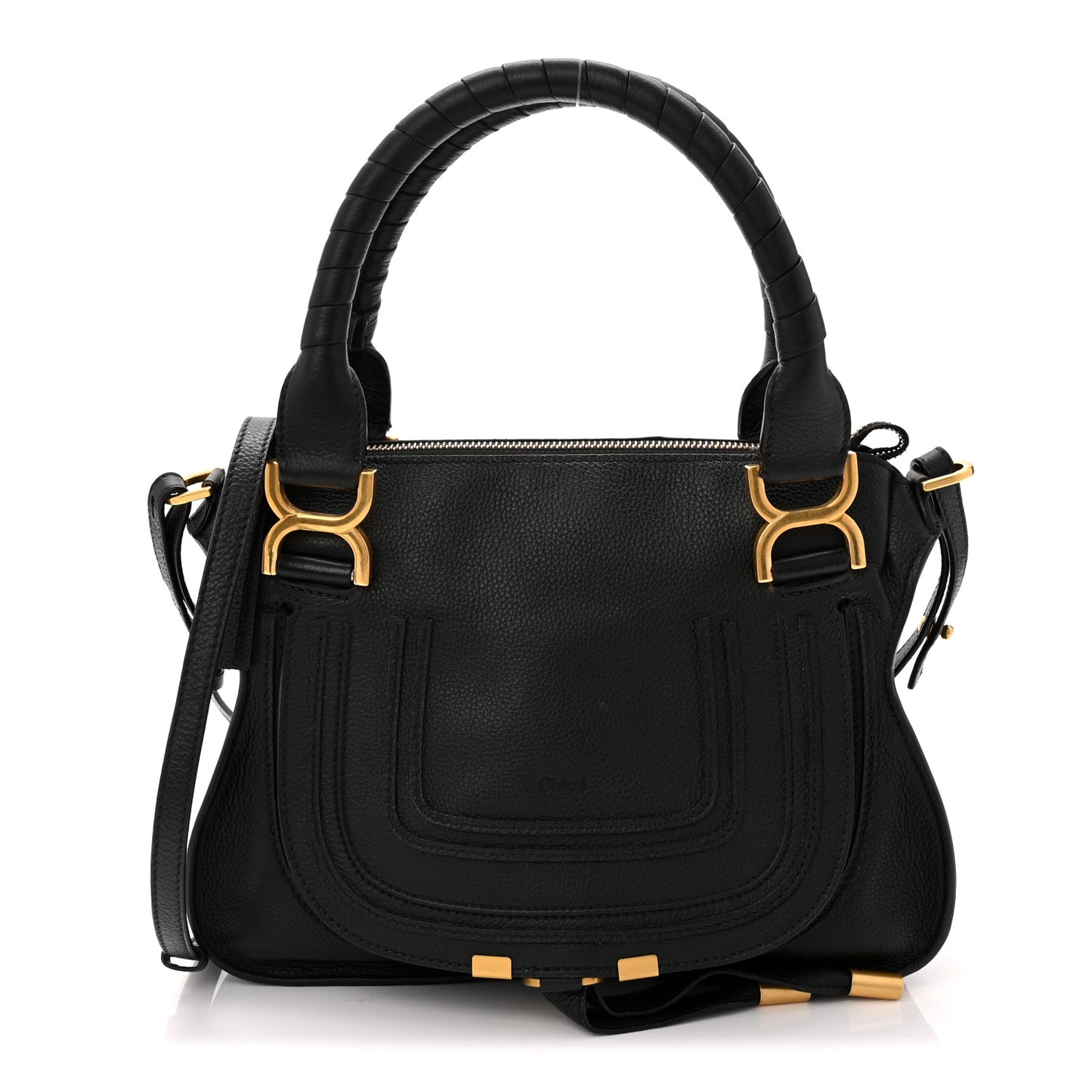 Calfskin Small Marcie Satchel Black