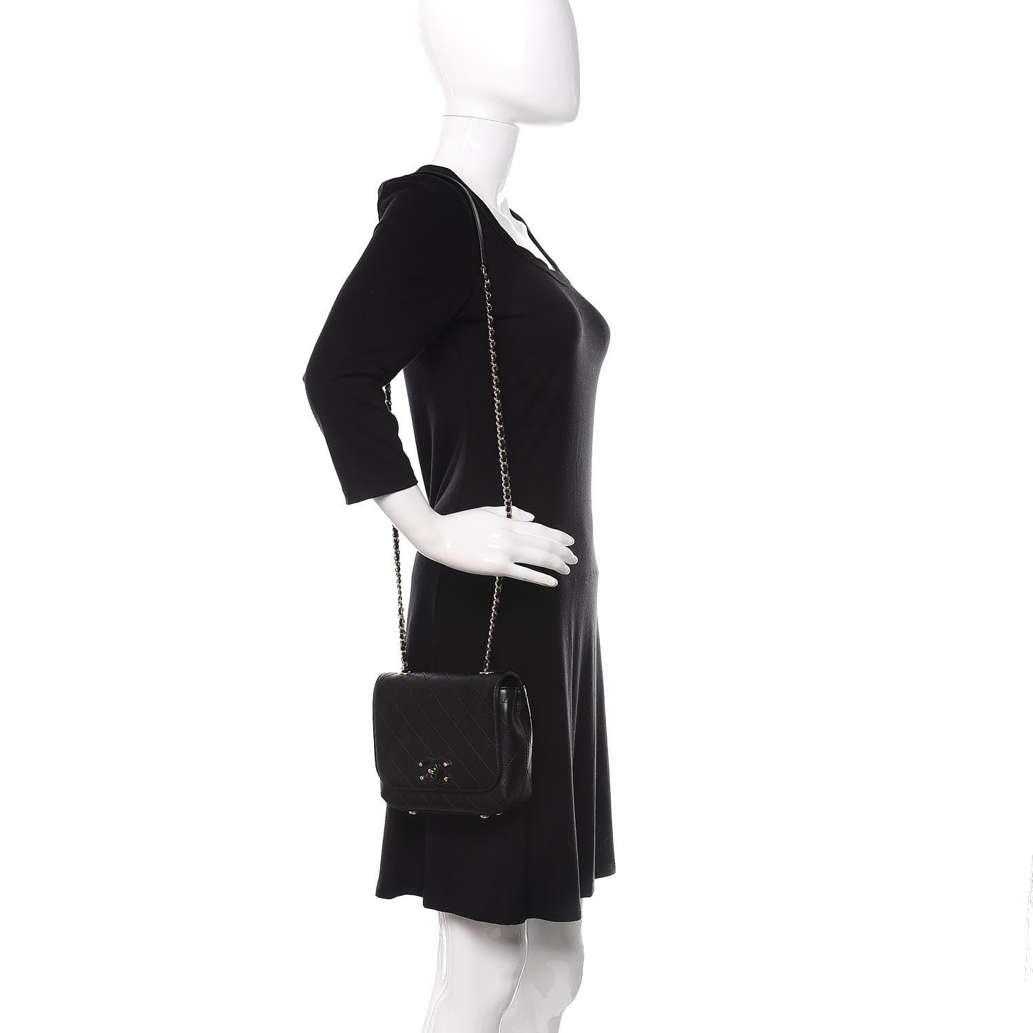 Chanel Calfskin Stitched Small Covered CC Flap Bag Black 2 of 11
