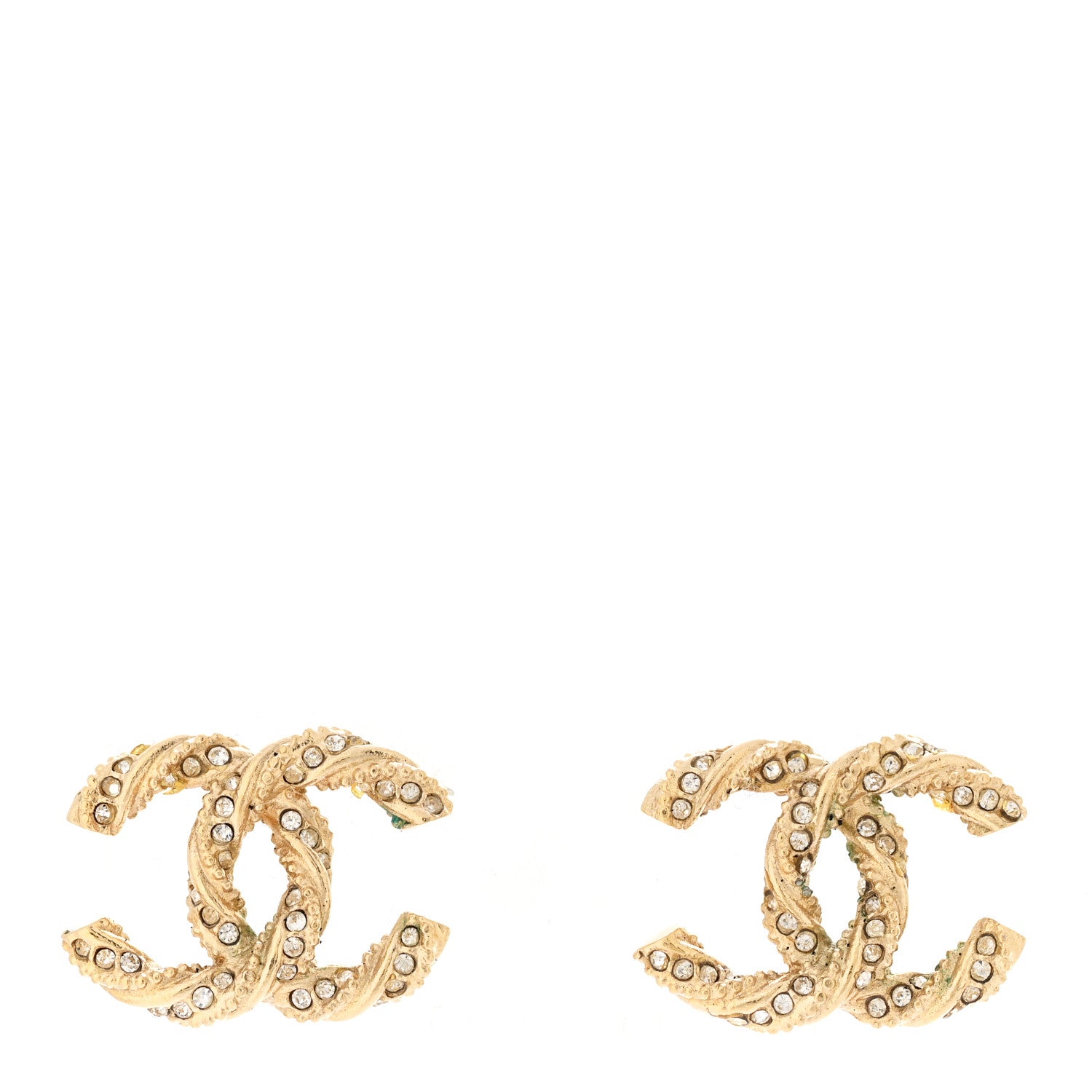 Chanel Crystal Twisted CC Earrings Gold 1 of 6
