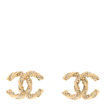 Chanel Crystal Twisted CC Earrings Gold 1 of 6
