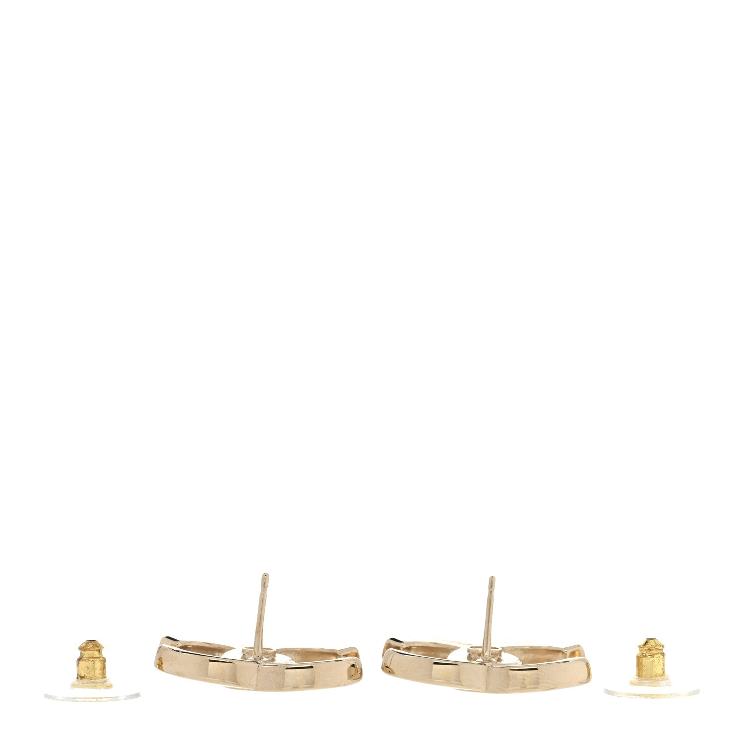 Chanel Crystal CC Large Stud Earrings Gold 3 of 5