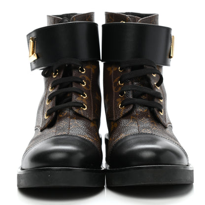 Louis Vuitton Calfskin Monogram Wonderland Flat Ranger Boots 38 Black 2 of 10
