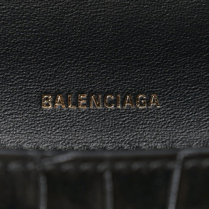 Balenciaga Shiny Calfskin Crocodile Embossed Medium Ghost Shoulder Bag Black 6 of 10