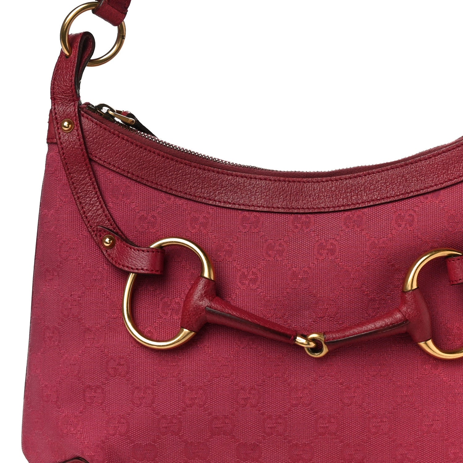 Gucci Monogram Horsebit Hobo Fuschia 7 of 12