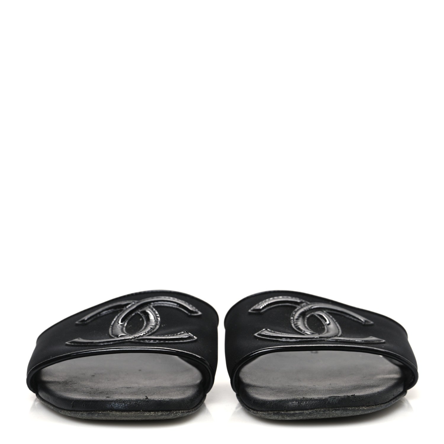 Chanel Mesh Patent Calfskin CC Mules 36.5 Black 3 of 12