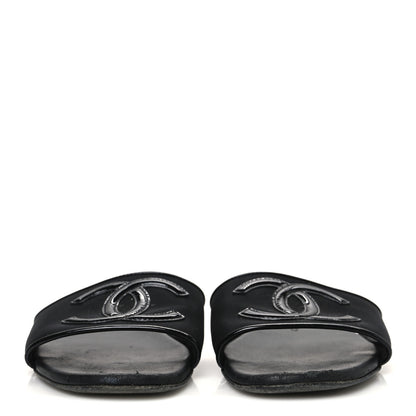 Chanel Mesh Patent Calfskin CC Mules 36.5 Black 3 of 12