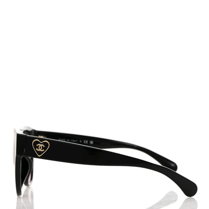 Chanel Acetate Enamel Heart Butterfly Sunglasses 5477-A Black 3 of 7