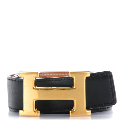Hermes Box Courchevel 32mm H Belt 85 Black Gold 1 of 10
