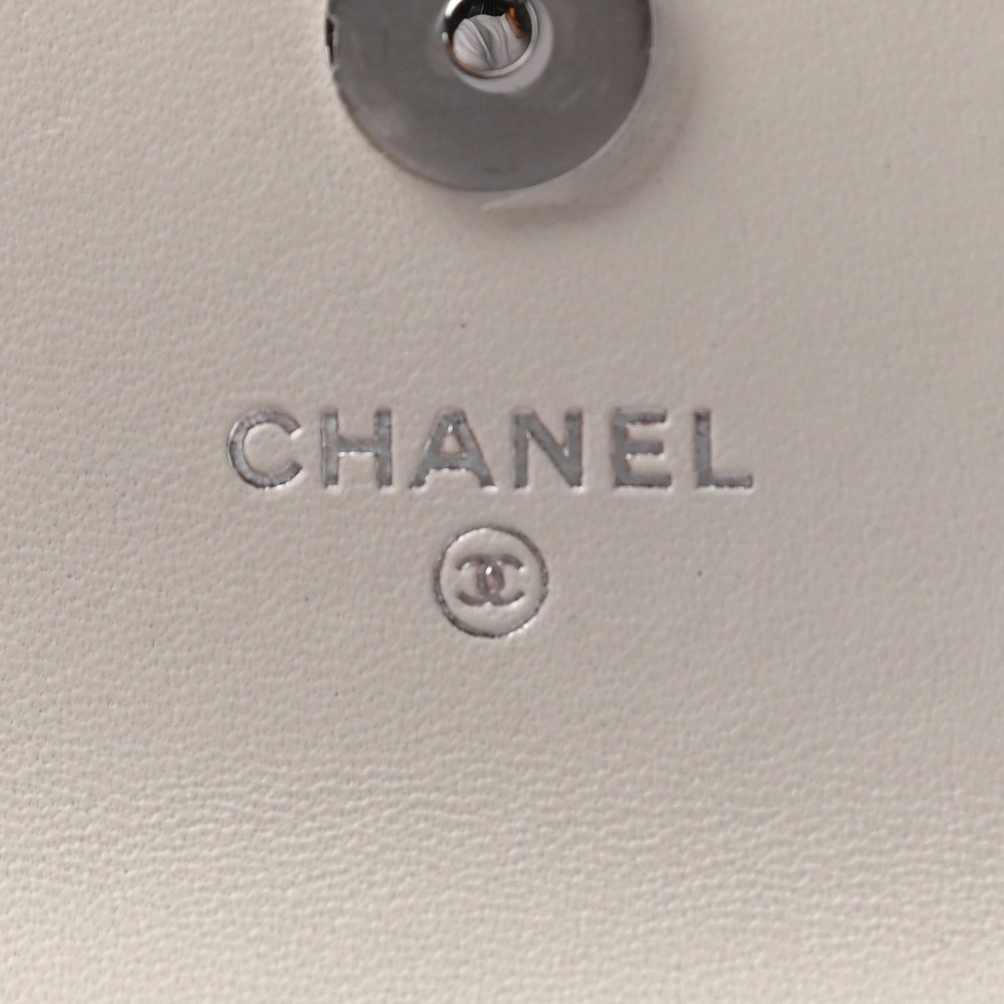 Lambskin Quilted CC Hook Card Holder White