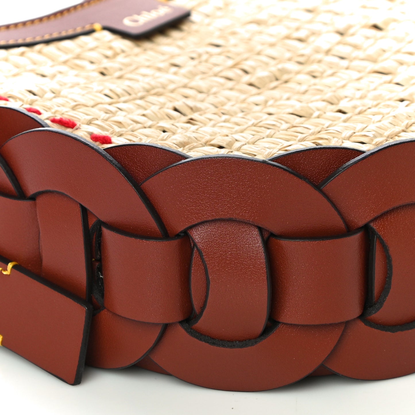 Calfskin Raffia Embroidered Small Darryl Crossbody Brown