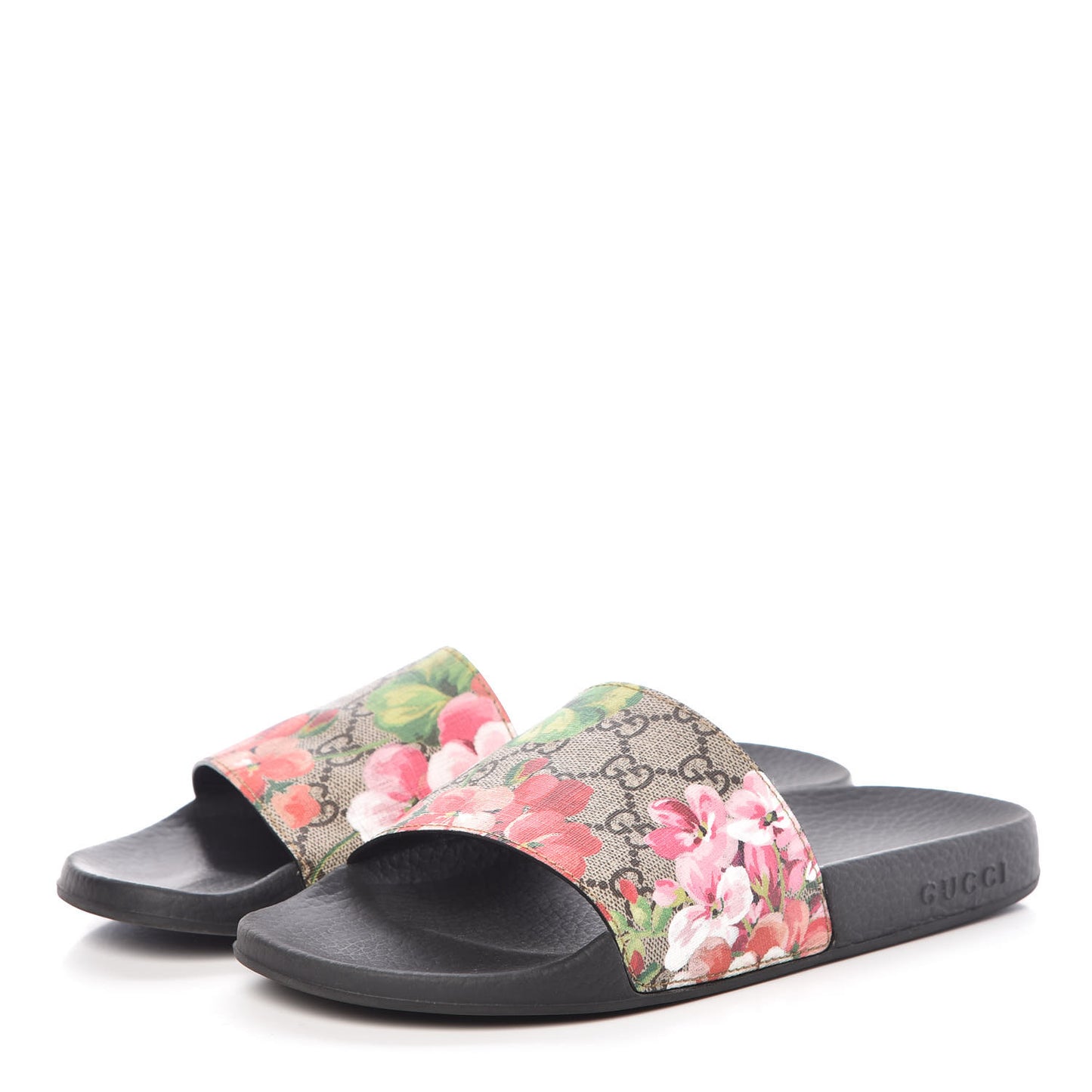 GG Supreme Monogram Blooms Slide Sandals 39 Beige Multicolor