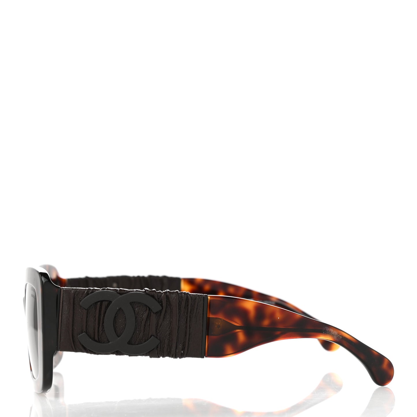 Acetate Calfskin Polarized Square Sunglasses 5473-Q Tortoise