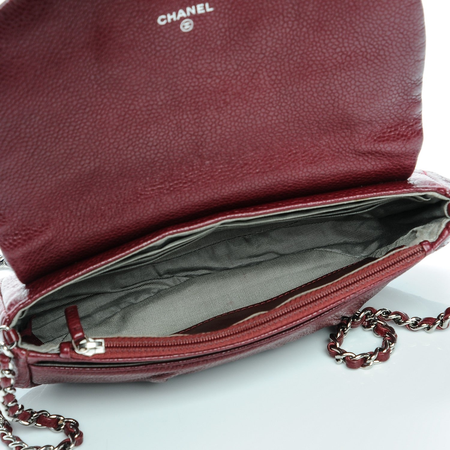 Chanel Caviar Half Moon Wallet On Chain WOC Dark Red 6 of 8