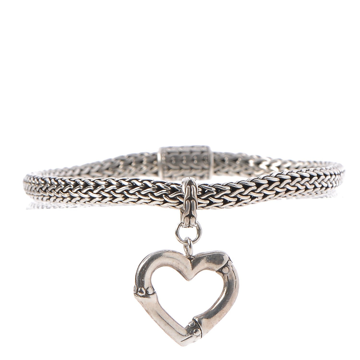 John Hardy Sterling Silver Bamboo Heart Charm Bracelet 1 of 7