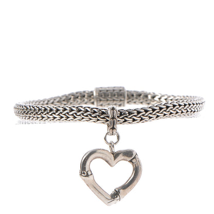 John Hardy Sterling Silver Bamboo Heart Charm Bracelet 1 of 7
