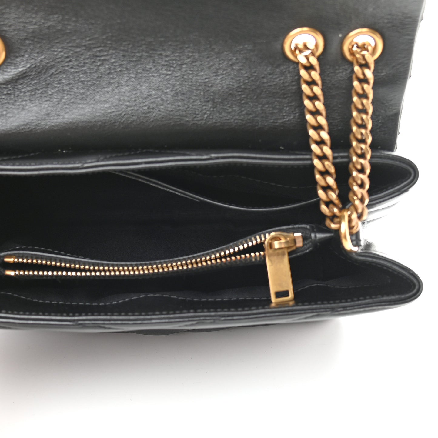 Calfskin Y Quilted Monogram Small Loulou Chain Satchel Black
