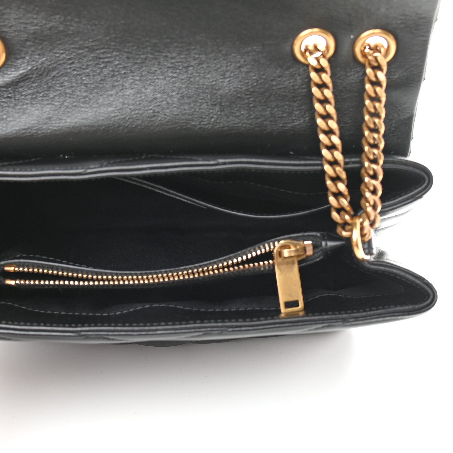 Saint Laurent Calfskin Y Quilted Monogram Small Loulou Chain Satchel Black 5 of 8