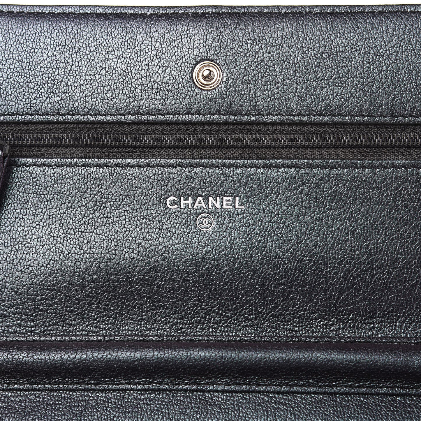 Iridescent Goatskin Quilted Wallet On Chain WOC Purple
