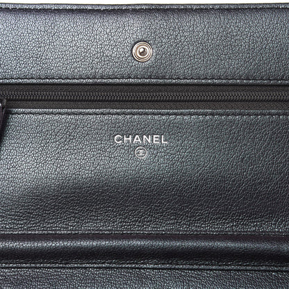 Chanel Iridescent Goatskin Quilted Wallet On Chain WOC Purple 6 of 13