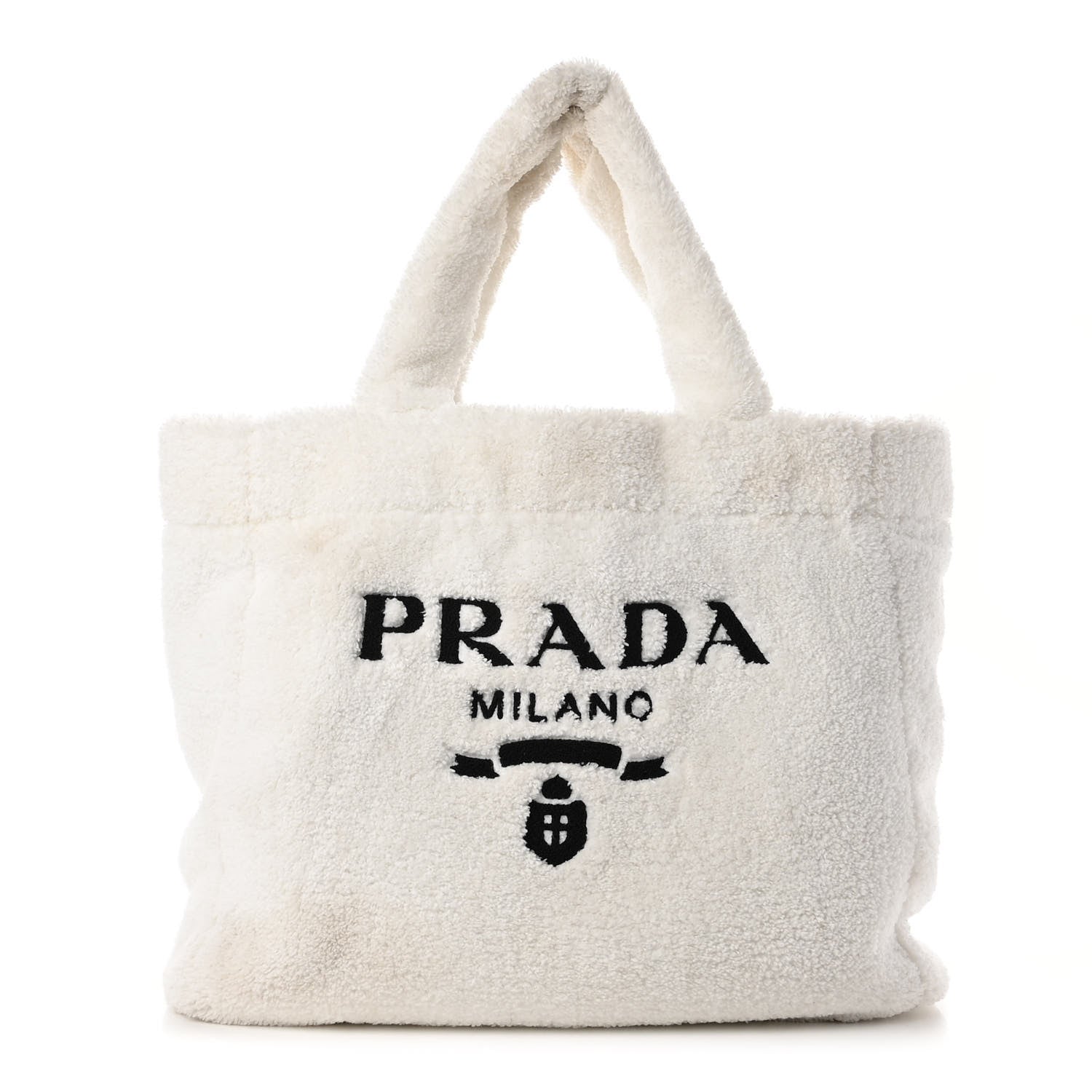 Prada Terry Cloth Tote Bag White Black 1 of 8