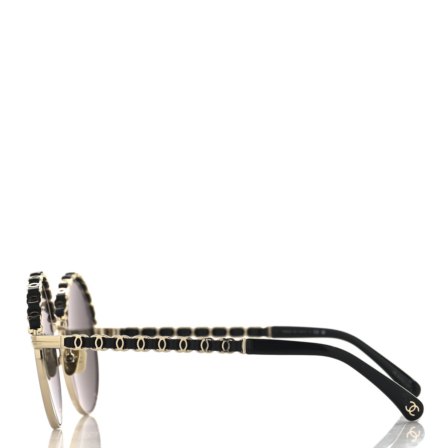 Chanel Metal Calfskin Round Chain Sunglasses 4265-Q Black 3 of 7