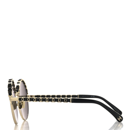 Chanel Metal Calfskin Round Chain Sunglasses 4265-Q Black 3 of 7
