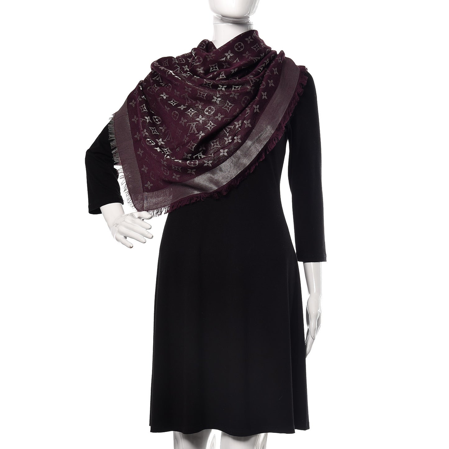 Silk Lurex Wool Monogram Shine Shawl Amarante