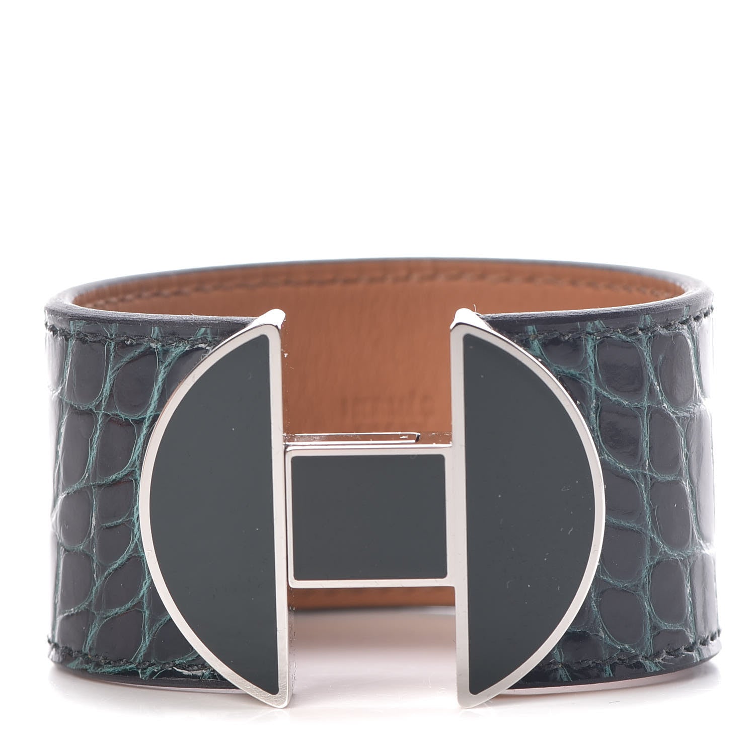 Hermes Shiny Alligator 2002 Bracelet T2 Vert Cypress 1 of 7