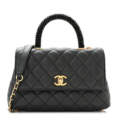 Chanel Calfskin Strass Quilted Mini Coco Handle Flap Black 1 of 9