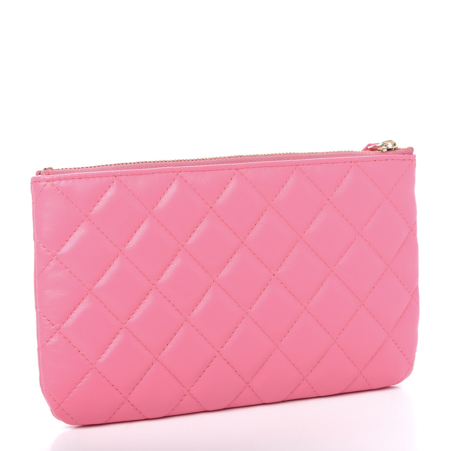 Chanel Lambskin Quilted Zipped Pouch Pink Yellow 3 of 10