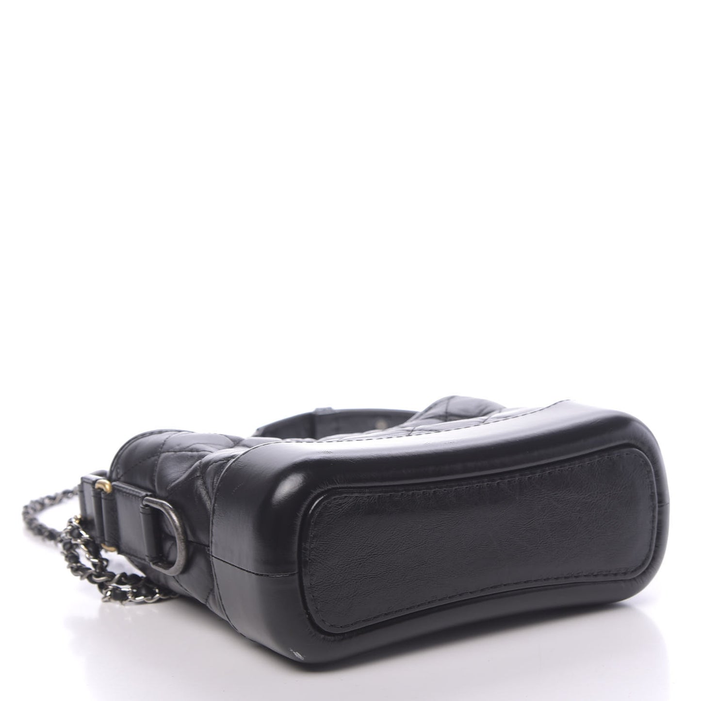 Aged Calfskin Quilted Small Gabrielle Hobo Black