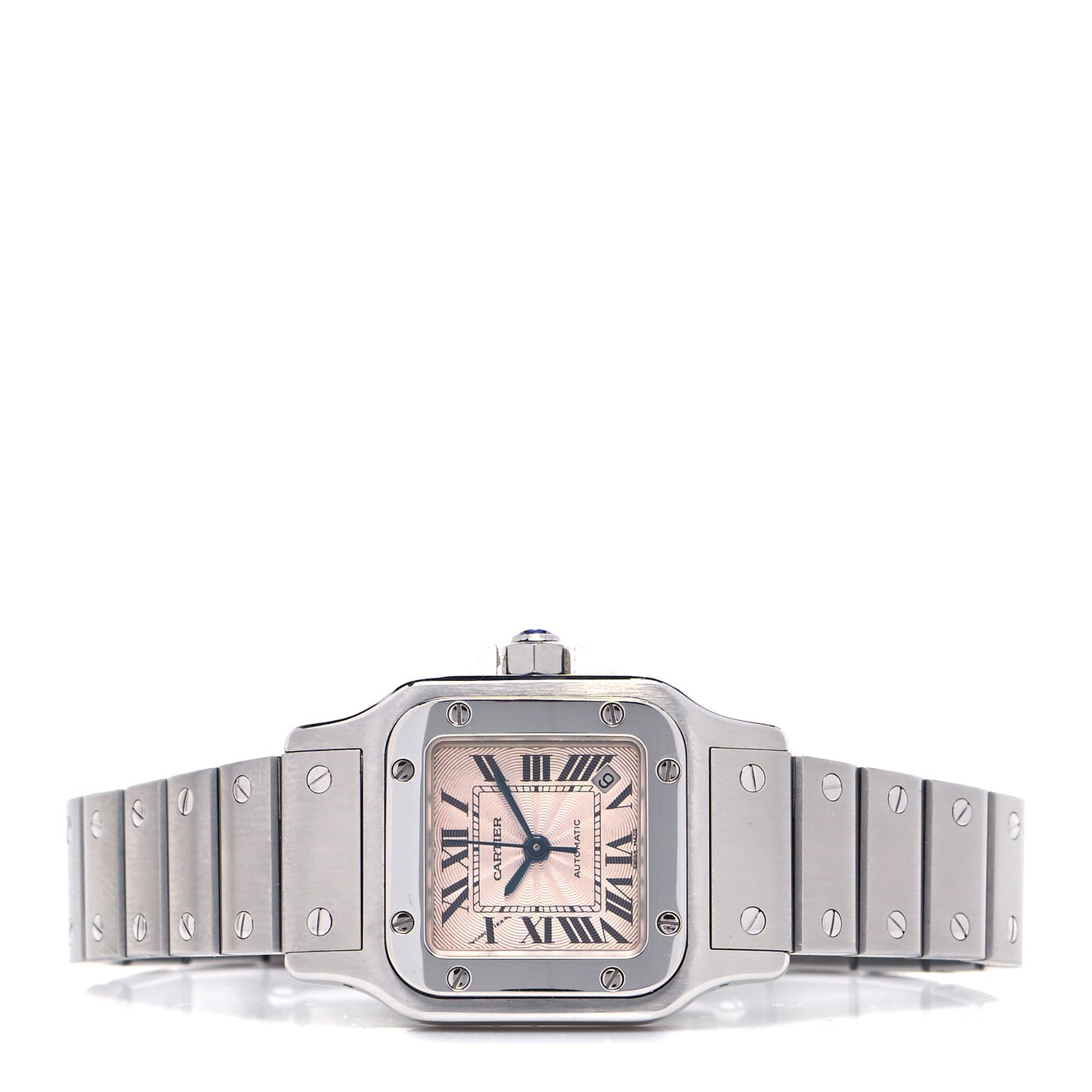 Stainless Steel 24mm Santos de Cartier Galbee Automatic Watch Pink