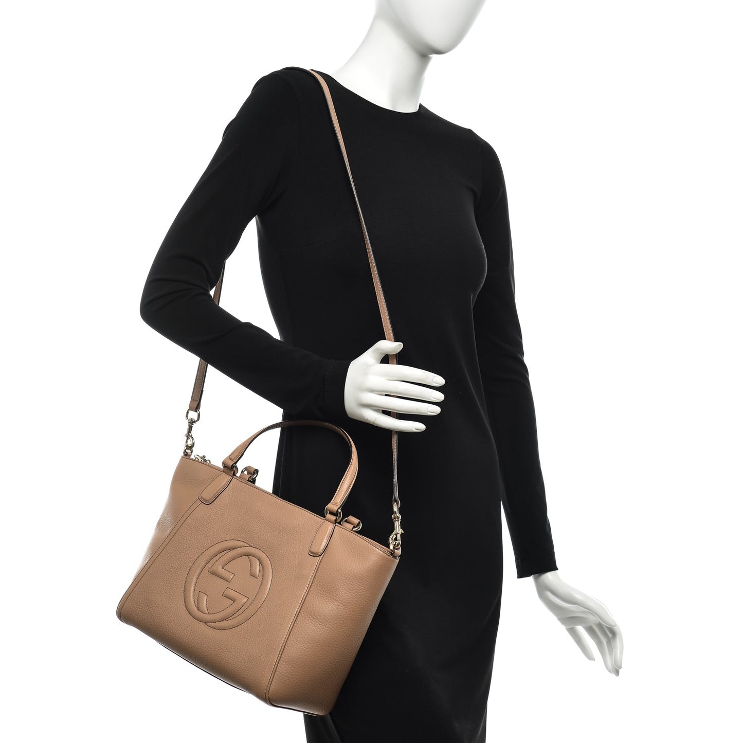 Pebbled Calfskin Small Soho Top Handle Bag Camelia