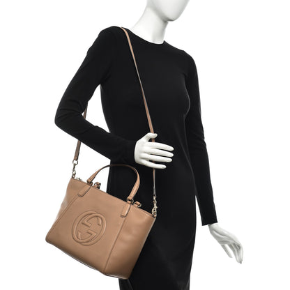 Gucci Pebbled Calfskin Small Soho Top Handle Bag Camelia 2 of 8