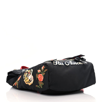Gucci Techno Canvas Web L'Aveugle Par Amour Embroidered Double Buckle Backpack Black 4 of 11