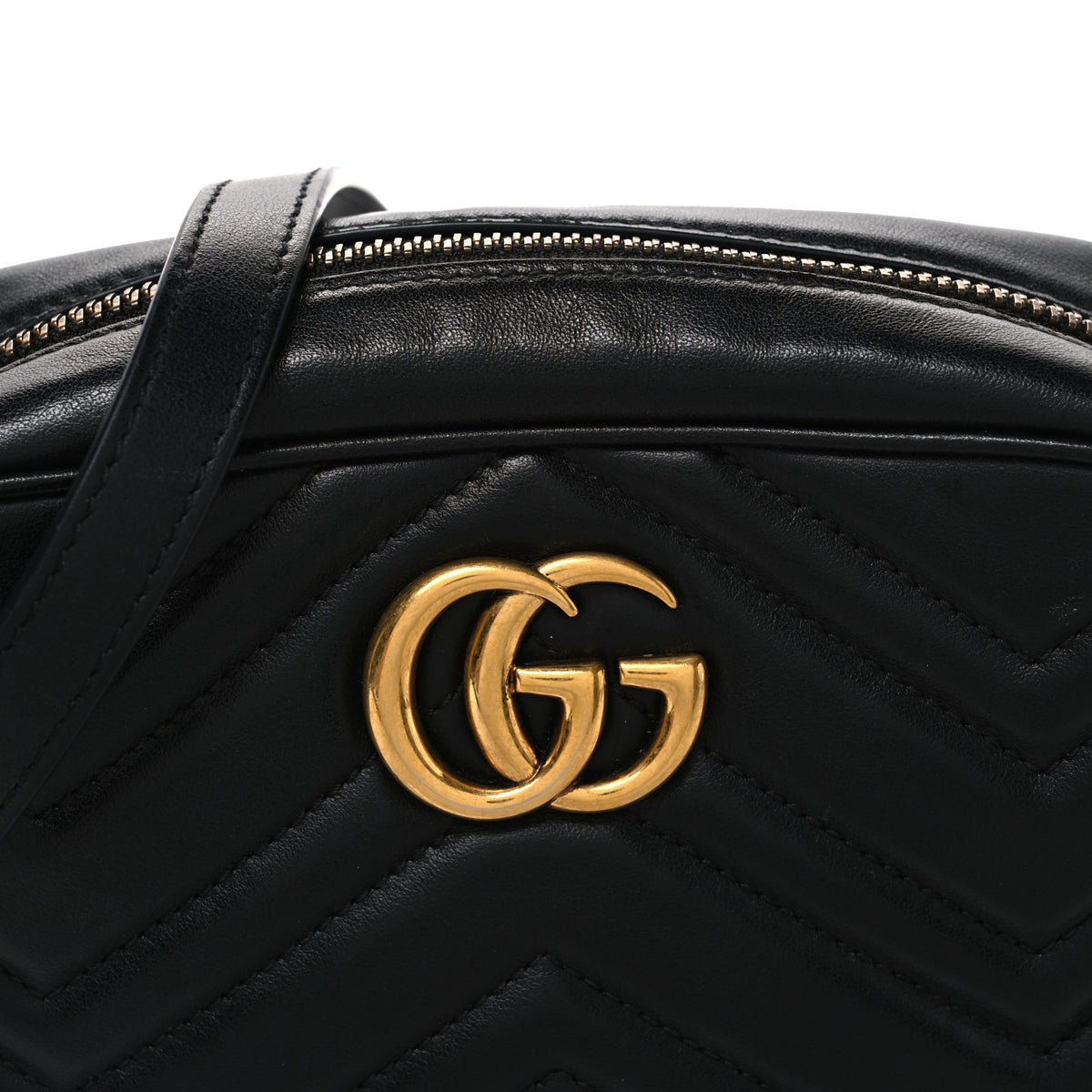 Calfskin Matelasse Mini GG Marmont Chain Shoulder Bag Black