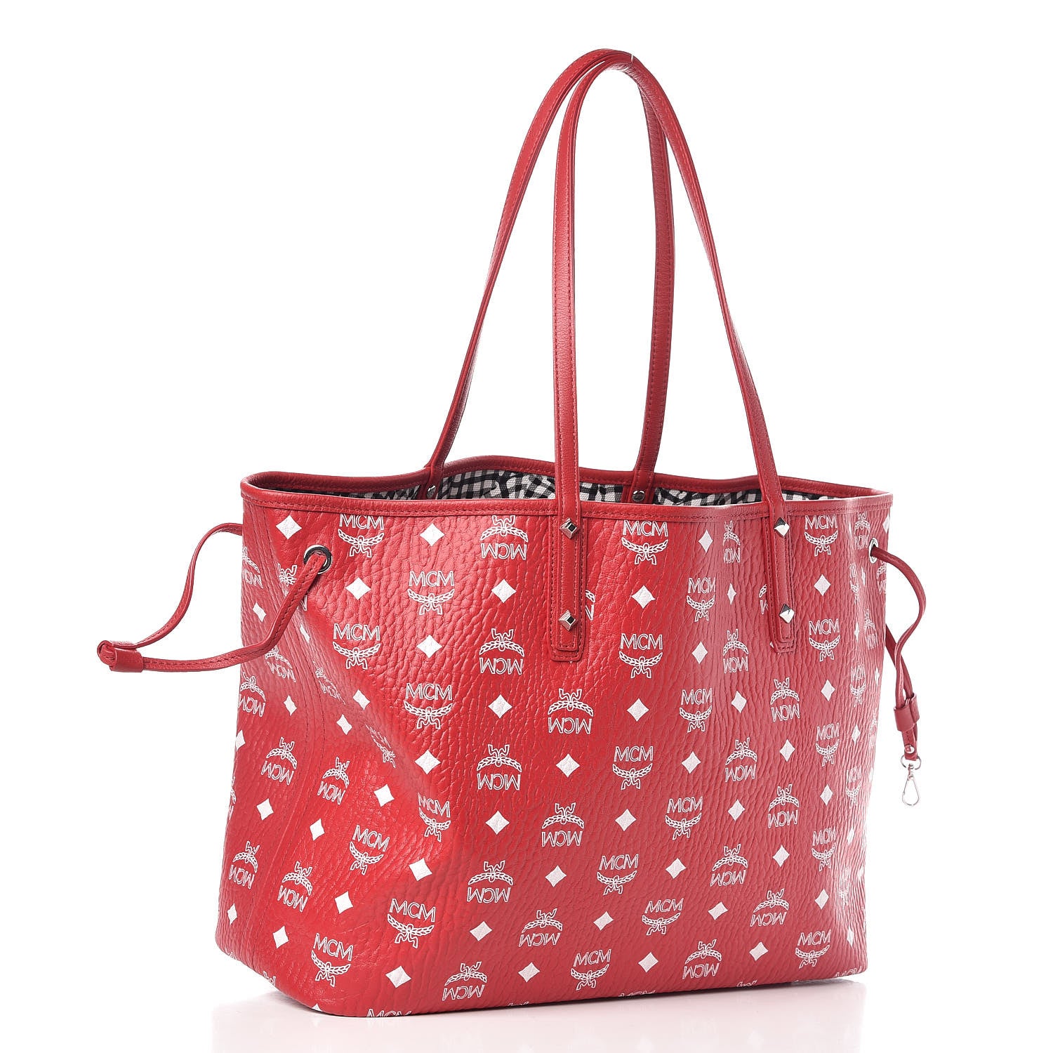 MCM Visetos Medium Reversible Shopper Tote Ruby Red 5 of 14