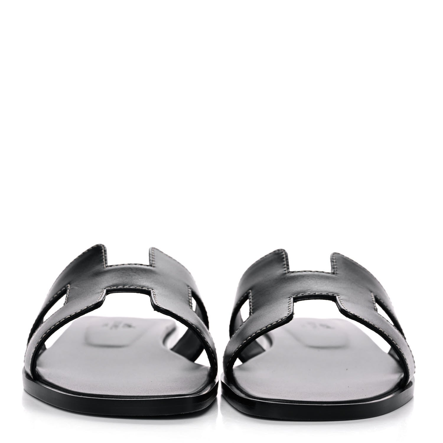Hermes Box Calfskin Oran Sandals 35.5 Black 2 of 10