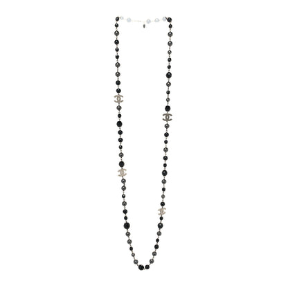 Chanel Ruthenium Pearl Beaded CC Long Necklace Black 3 of 5