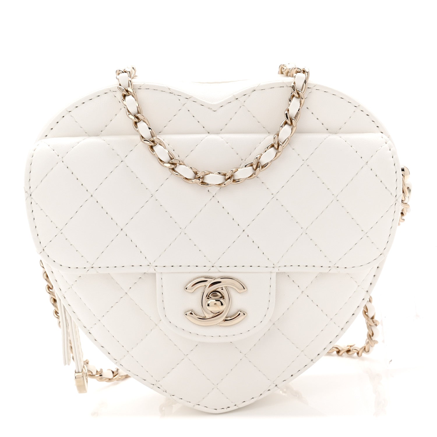 Chanel Lambskin Quilted CC In Love Heart Bag White 1 of 10