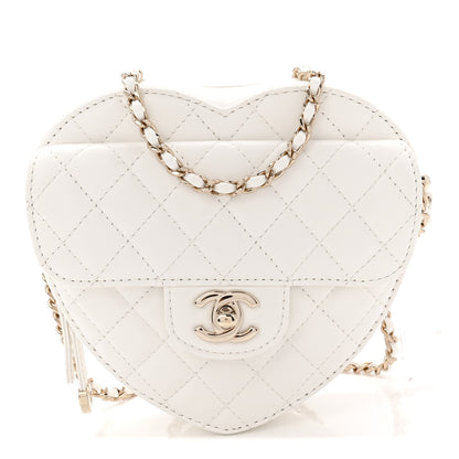 Chanel Lambskin Quilted CC In Love Heart Bag White 1 of 10