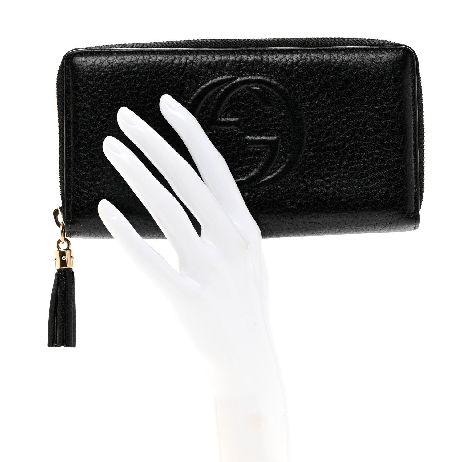 Gucci Pebbled Calfskin Soho Zip Around Wallet Black 2 of 8