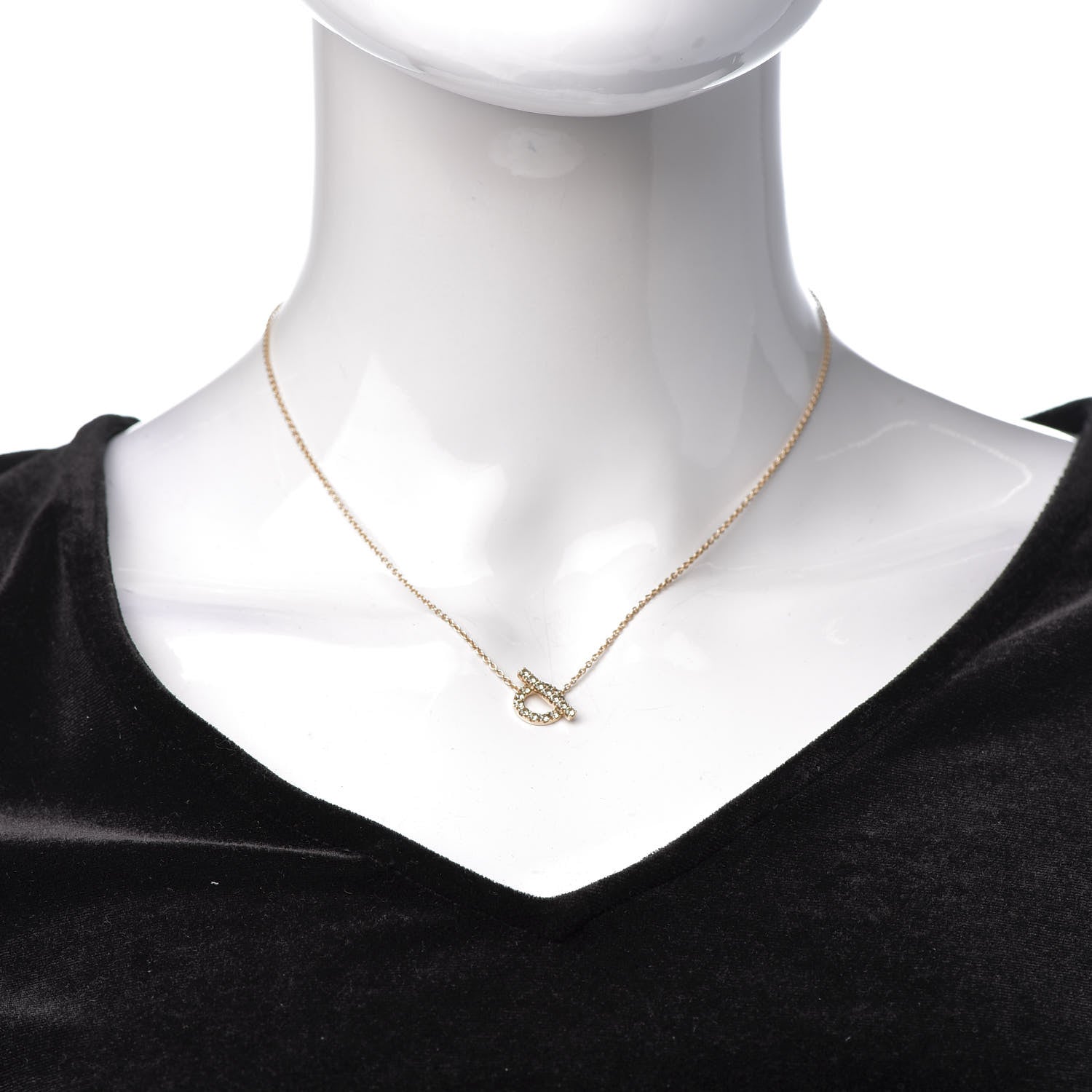 Hermes 18K Rose Gold Green Sapphire Finesse Pendant Necklace 2 of 6